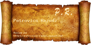 Petrovics Rezső névjegykártya
